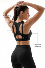Power™ Racerback Double-Strap Jacquard Sports Bra | High-Impact Support with Full Coverage for Running, HIIT, Yoga & Training