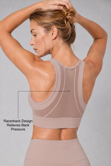 Sculpt™ Zip-Front Full-Back Mesh Racerback Sports Bra | High-Impact Support for Running, Gym & Training