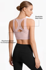 Power™ Front Zip Full Coverage Racerback Mesh Running Bra | Women's High Support Sports Bra
