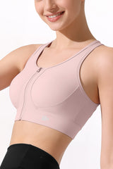 Power™ Front Zip Full Coverage Racerback Mesh Running Bra | Women's High Support Sports Bra