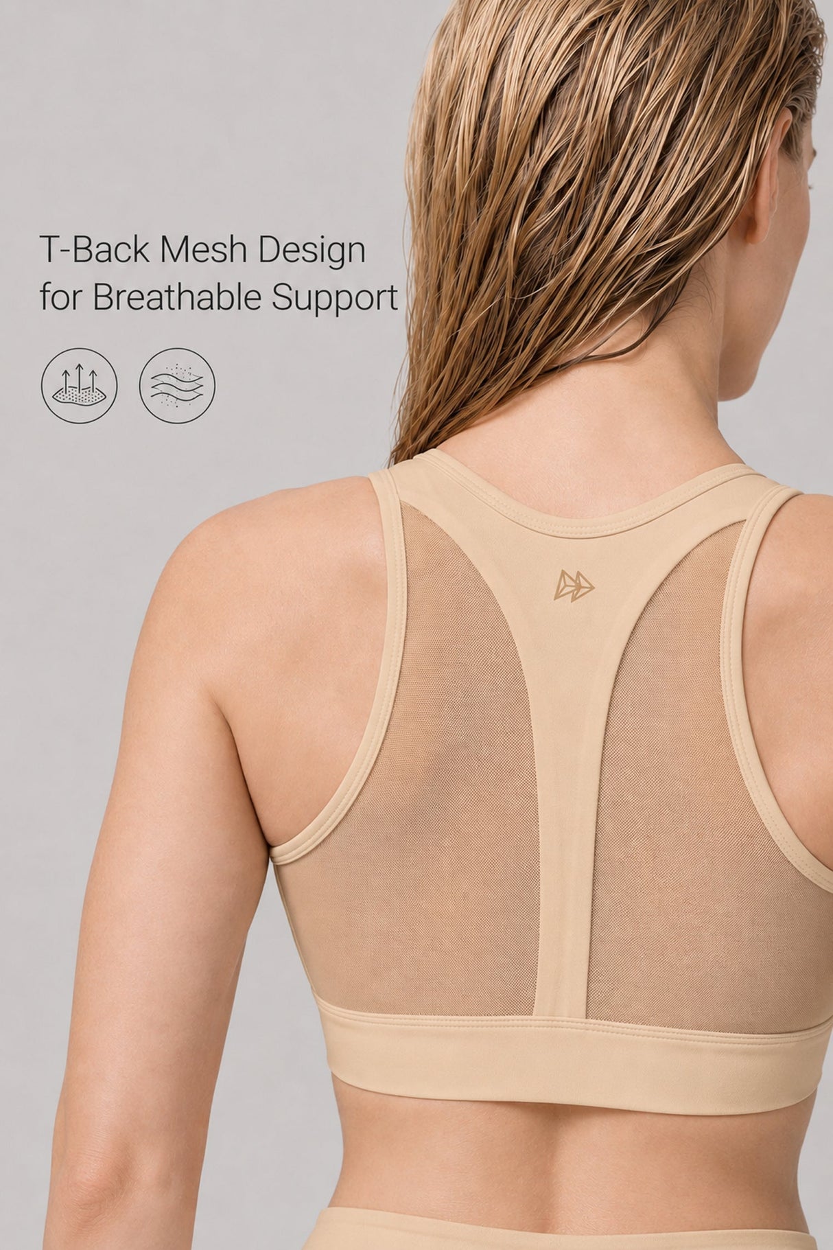 Power™ Zip-Front Mesh T-Back Sports Bra | High-Impact Support for Running & HIIT