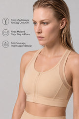Power™ Zip-Front Mesh T-Back Sports Bra | High-Impact Support for Running & HIIT