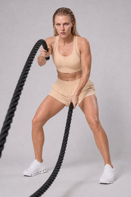 Power™ Zip-Front Mesh T-Back Sports Bra | High-Impact Support for Running & HIIT