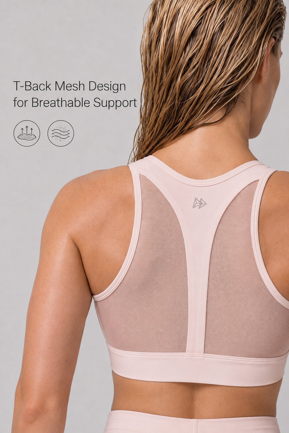 Power™ Zip-Front Mesh T-Back Sports Bra | High-Impact Support for Running & HIIT