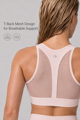 Power™ Zip-Front Mesh T-Back Sports Bra | High-Impact Support for Running & HIIT
