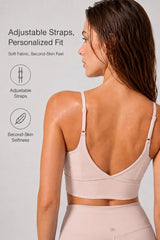 Echo™ V-Neck Ribbed Padded Yoga Bra | Women's Light Support Sports Bra