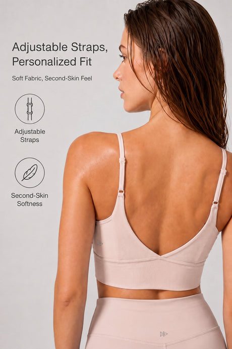Echo™ V-Neck Ribbed Padded Yoga Bra | Women's Light Support Sports Bra