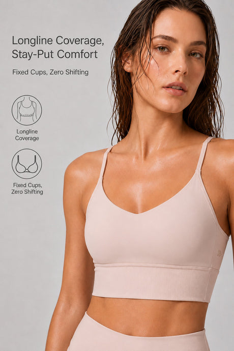 Echo™ V-Neck Ribbed Padded Yoga Bra | Women's Light Support Sports Bra