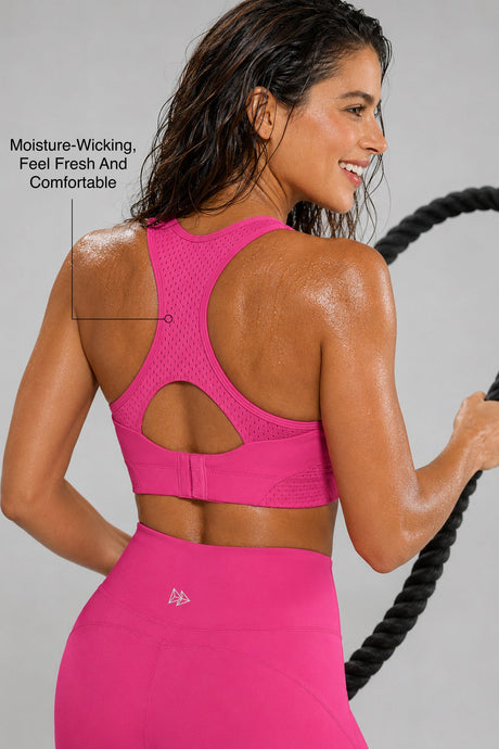 Sculpt™ Racerback Full-Coverage Breathable Sports Bra | High Support with Bounce Control & Mesh for Running, HIIT & Training