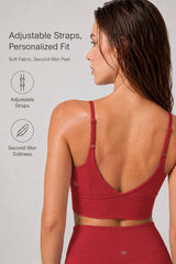 Echo™ V-Neck Ribbed Padded Yoga Bra | Women's Light Support Sports Bra