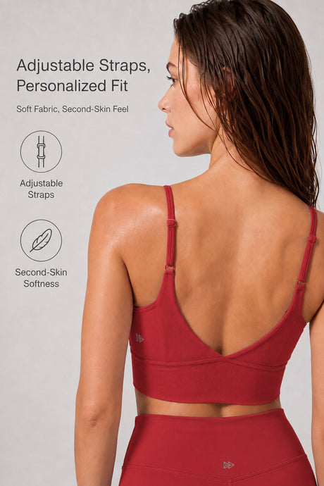 Echo™ V-Neck Ribbed Padded Yoga Bra | Women's Light Support Sports Bra