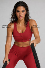 Enfold™ Front-Zip Breathable Racerback Sports Bra | High-Impact Support for Running, HIIT & Training