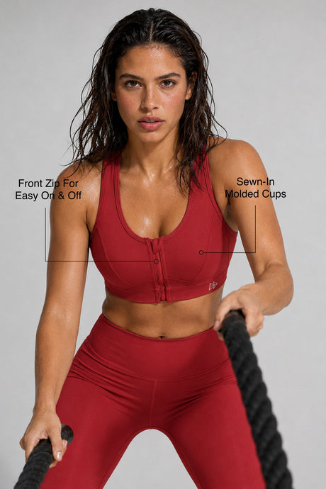 Enfold™ Front-Zip Breathable Racerback Sports Bra | High-Impact Support for Running, HIIT & Training