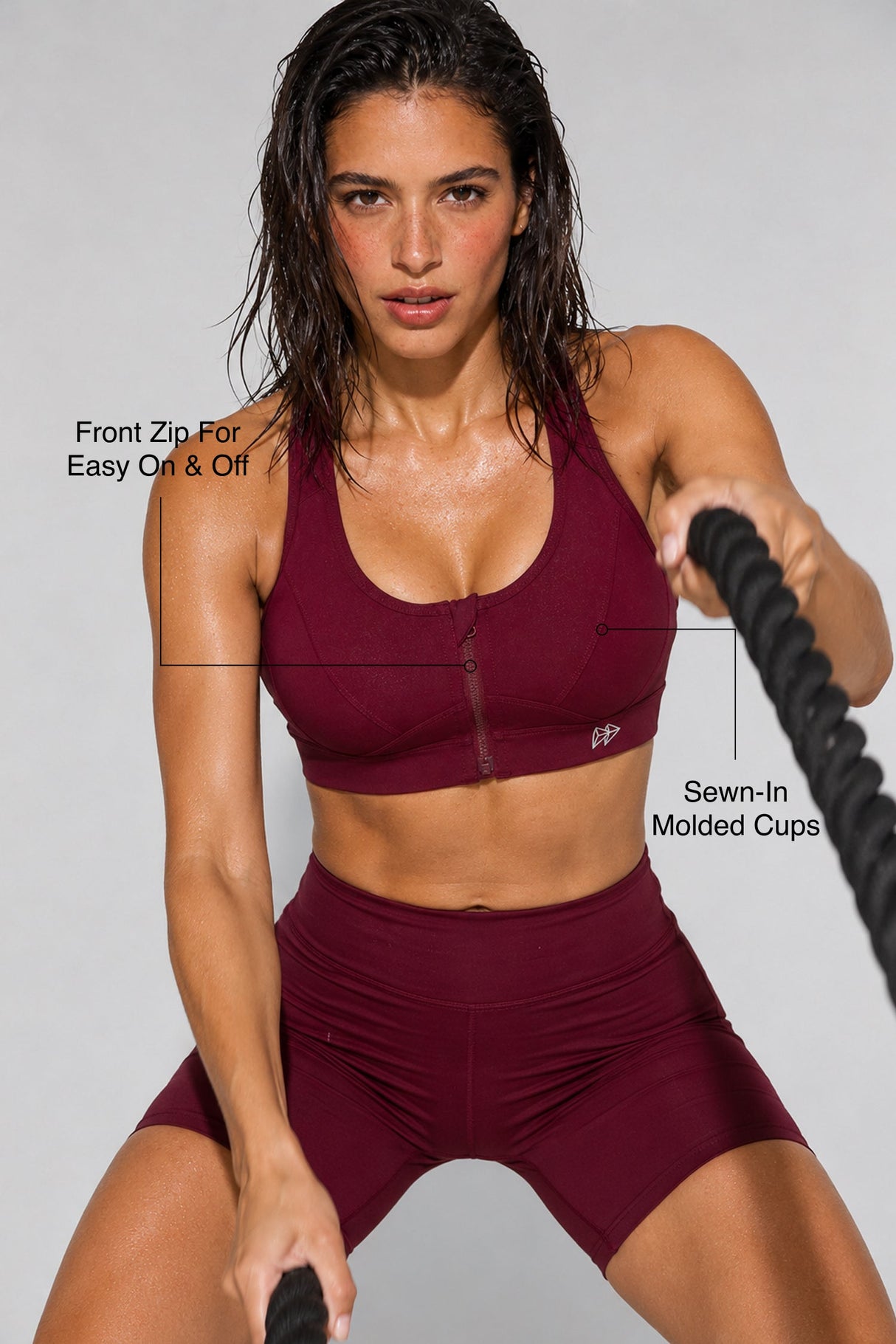 Enfold™ Front-Zip Breathable Racerback Sports Bra | High-Impact Support for Running, HIIT & Training