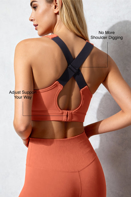 Power™ Adjustable Cross-Back Sports Bra | High-Impact Bounce Control Without Flattening for Running, HIIT & Training