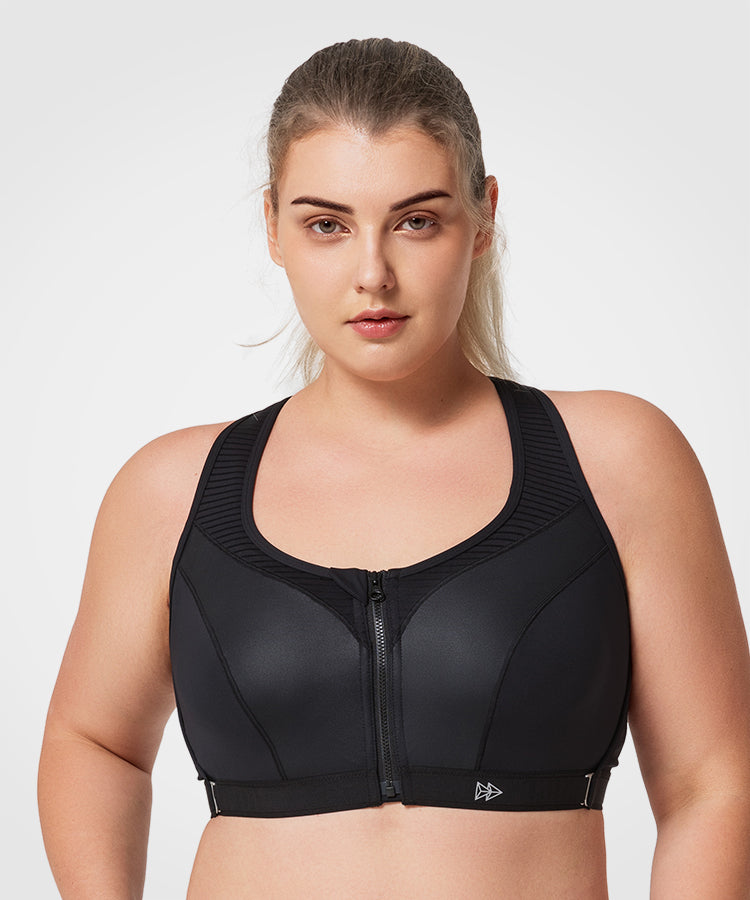 Yvette Womens Zipper Front Sports Bra 