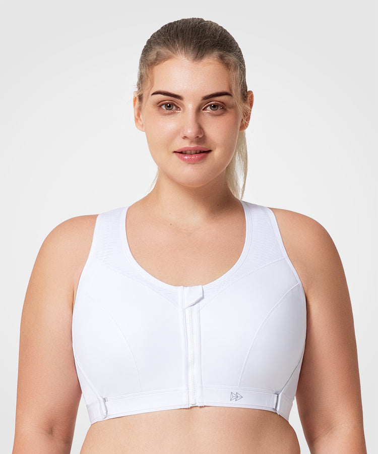 High Impact Wireless Front Closing Sport Bra NL100 - White