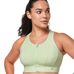  Yvette Women High Impact Sports Bras Criss Cross Back Sexy  Running Bra For Plus Size, Green, 4XL