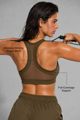 Enfold™ Front-Zip Breathable Racerback Sports Bra | High-Impact Support for Running, HIIT & Training