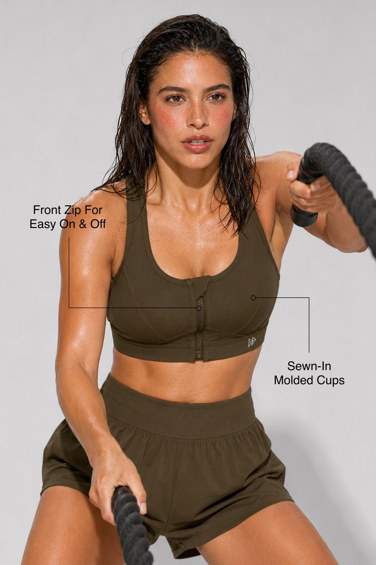 Enfold™ Front-Zip Breathable Racerback Sports Bra | High-Impact Support for Running, HIIT & Training