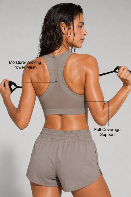 Enfold™ Front-Zip Breathable Racerback Sports Bra | High-Impact Support for Running, HIIT & Training