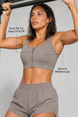 Enfold™ Front-Zip Breathable Racerback Sports Bra | High-Impact Support for Running, HIIT & Training