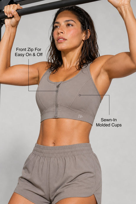 Enfold™ Front-Zip Breathable Racerback Sports Bra | High-Impact Support for Running, HIIT & Training