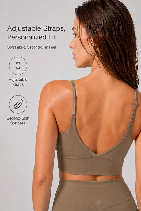 Echo™ V-Neck Ribbed Padded Yoga Bra | Women's Light Support Sports Bra