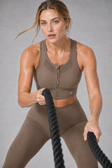 Sculpt™ Zip-Front Full-Back Mesh Racerback Sports Bra | High-Impact Support for Running, Gym & Training