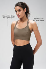 Shift™ Ribbed Sewn-in Pads Racerback Running Bra | Women's High Support Sports Bra