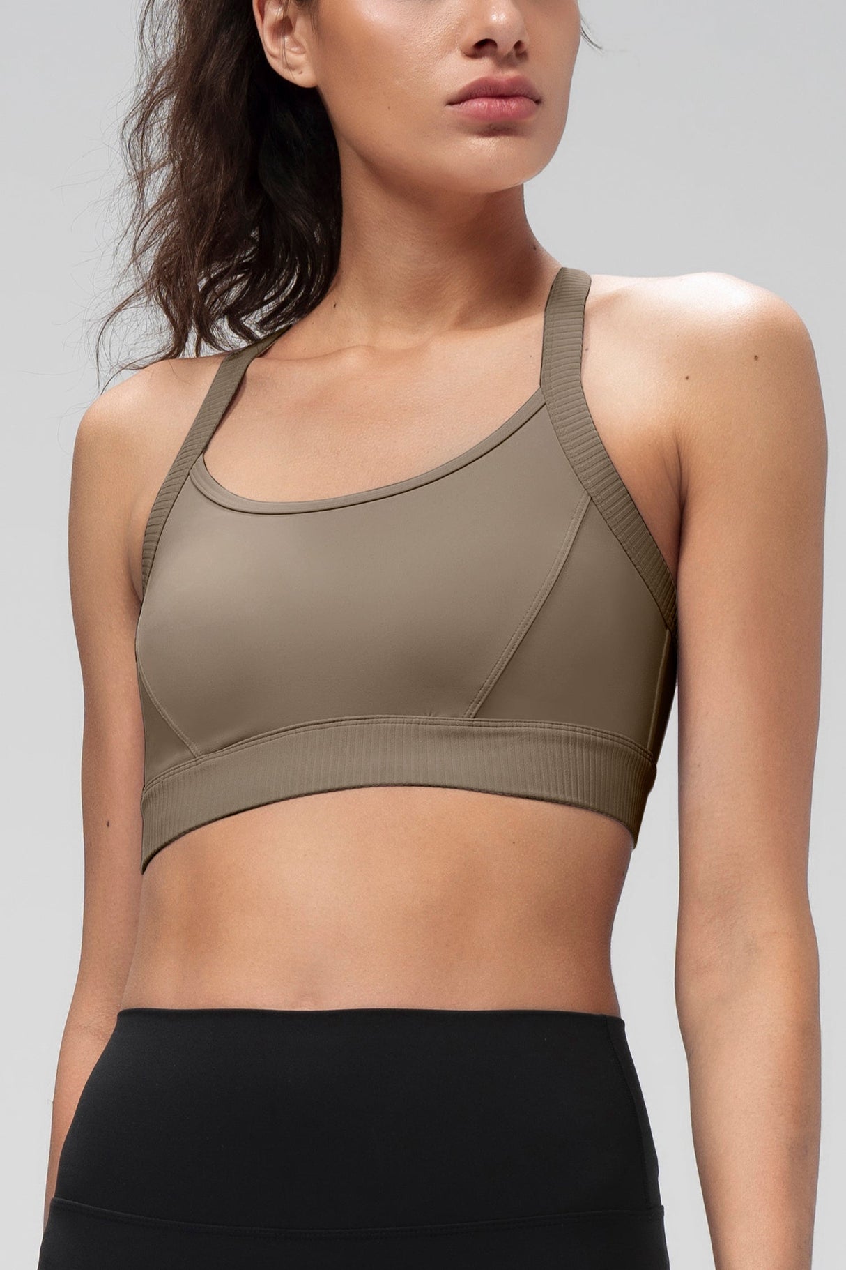 Shift™ Ribbed Sewn-in Pads Racerback Running Bra | Women's High Support Sports Bra