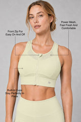 Sculpt™ Zip-Front Full-Back Mesh Racerback Sports Bra | High-Impact Support for Running, Gym & Training