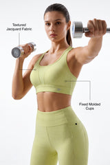 Power™ Racerback Double-Strap Jacquard Sports Bra | High-Impact Support with Full Coverage for Running, HIIT, Yoga & Training