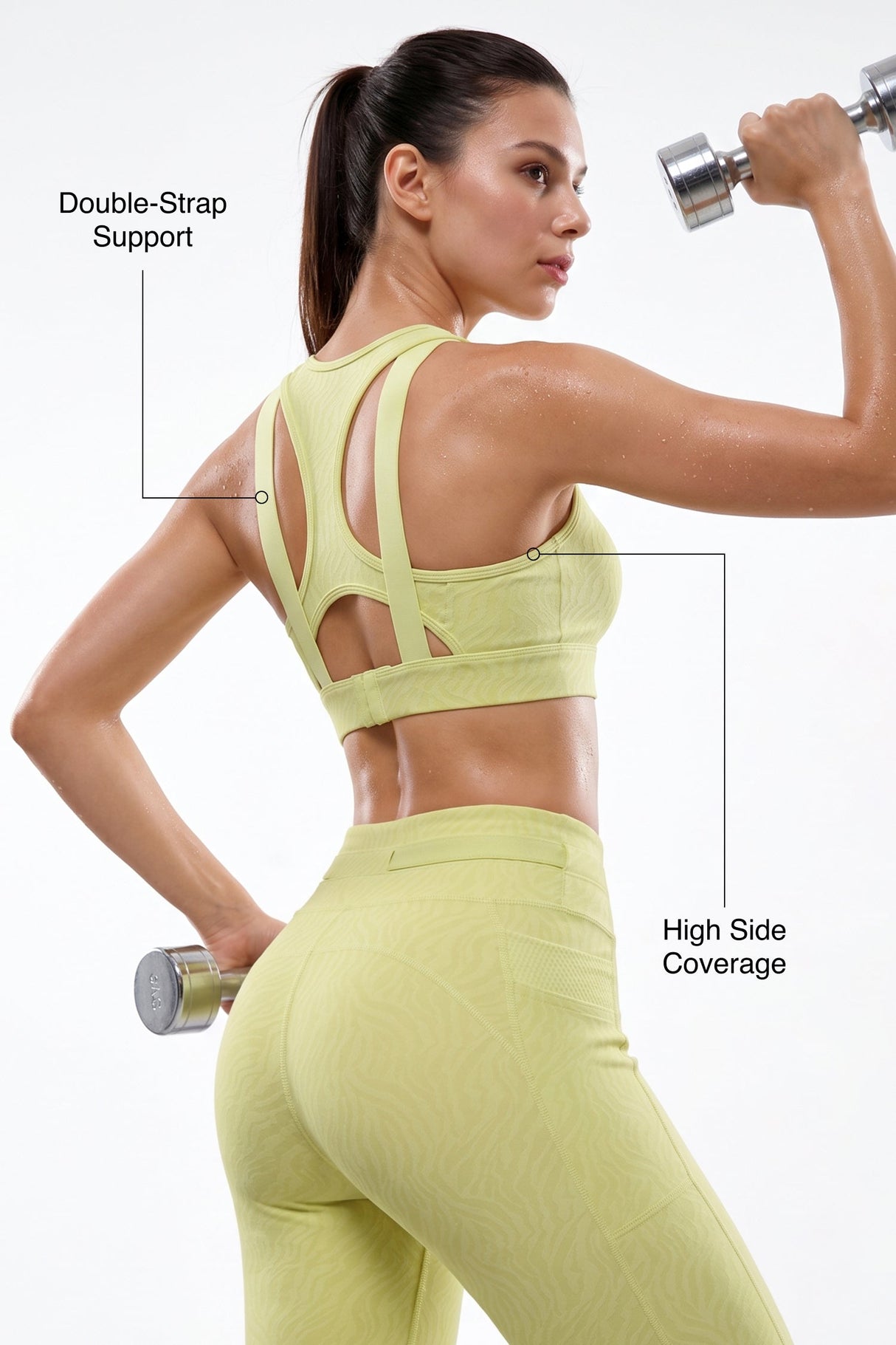 Power™ Racerback Double-Strap Jacquard Sports Bra | High-Impact Support with Full Coverage for Running, HIIT, Yoga & Training