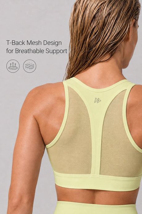 Power™ Zip-Front Mesh T-Back Sports Bra | High-Impact Support for Running & HIIT