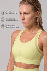 Power™ Zip-Front Mesh T-Back Sports Bra | High-Impact Support for Running & HIIT