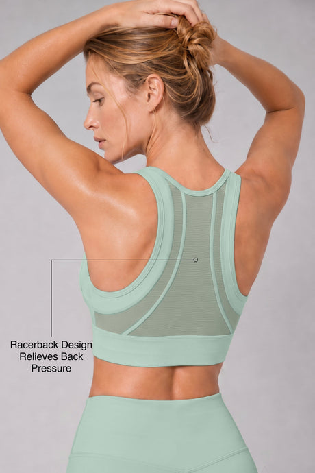 Sculpt™ Zip-Front Full-Back Mesh Racerback Sports Bra | High-Impact Support for Running, Gym & Training