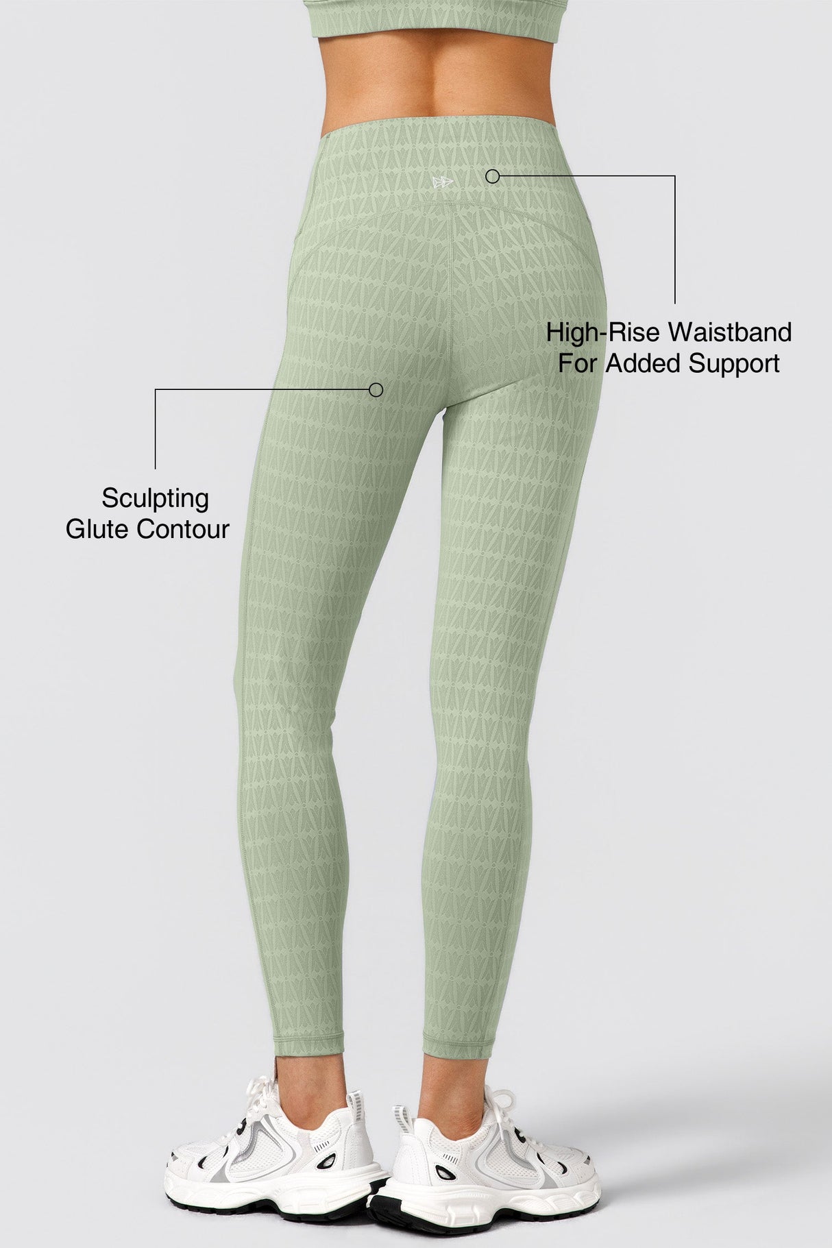Power™ Jacquard Pattern No Front Seam High-Rise Running Leggings 25inches | Women's High Support Leggings