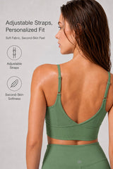 Echo™ V-Neck Ribbed Padded Yoga Bra | Women's Light Support Sports Bra