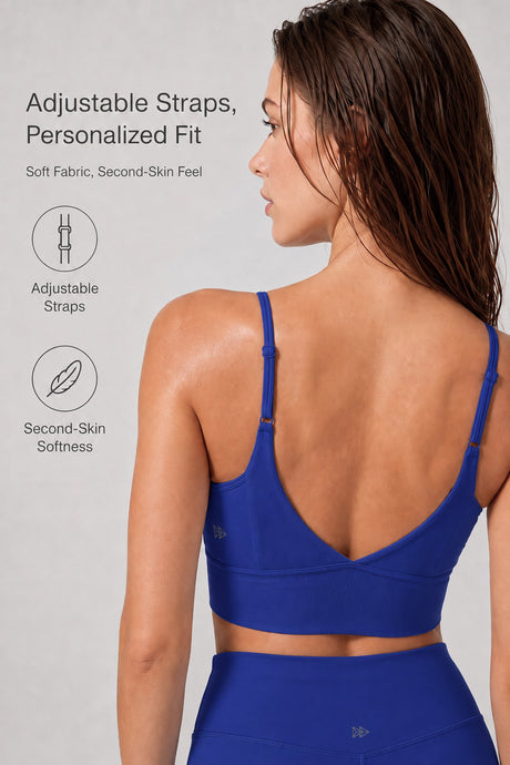 Echo™ V-Neck Ribbed Padded Yoga Bra | Women's Light Support Sports Bra