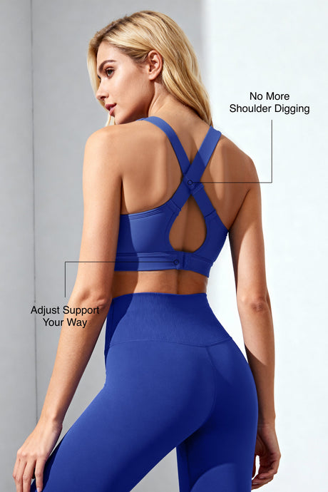 Power™ Adjustable Cross-Back Sports Bra | High-Impact Bounce Control Without Flattening for Running, HIIT & Training