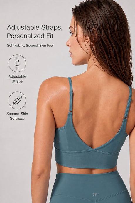 Echo™ V-Neck Ribbed Padded Yoga Bra | Women's Light Support Sports Bra
