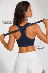 Enfold™ Front-Zip Breathable Racerback Sports Bra | High-Impact Support for Running, HIIT & Training