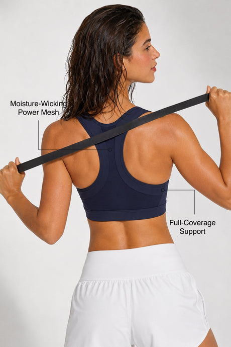 Enfold™ Front-Zip Breathable Racerback Sports Bra | High-Impact Support for Running, HIIT & Training