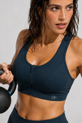 Enfold™ Front-Zip Breathable Racerback Sports Bra | High-Impact Support for Running, HIIT & Training