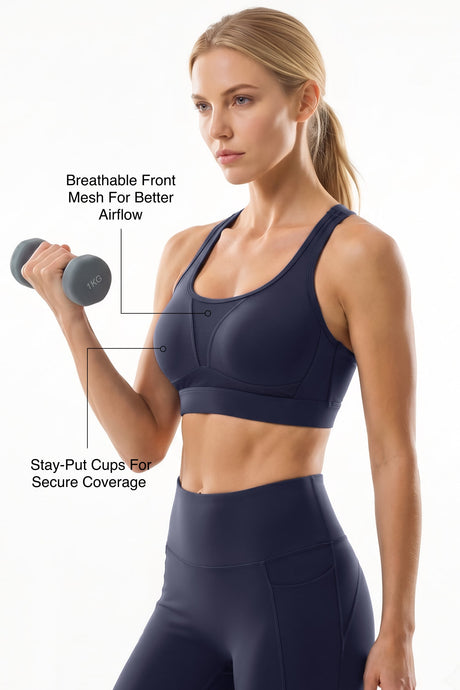 Power™ Adjustable Crisscross Straps With Mesh Sports Bra | High Support  for Running, HIIT & Training