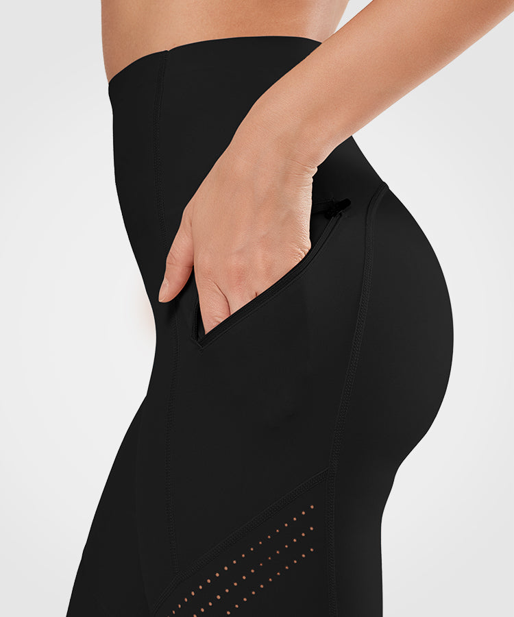Echo High-waisted Side pocket Perforated Running Leggings