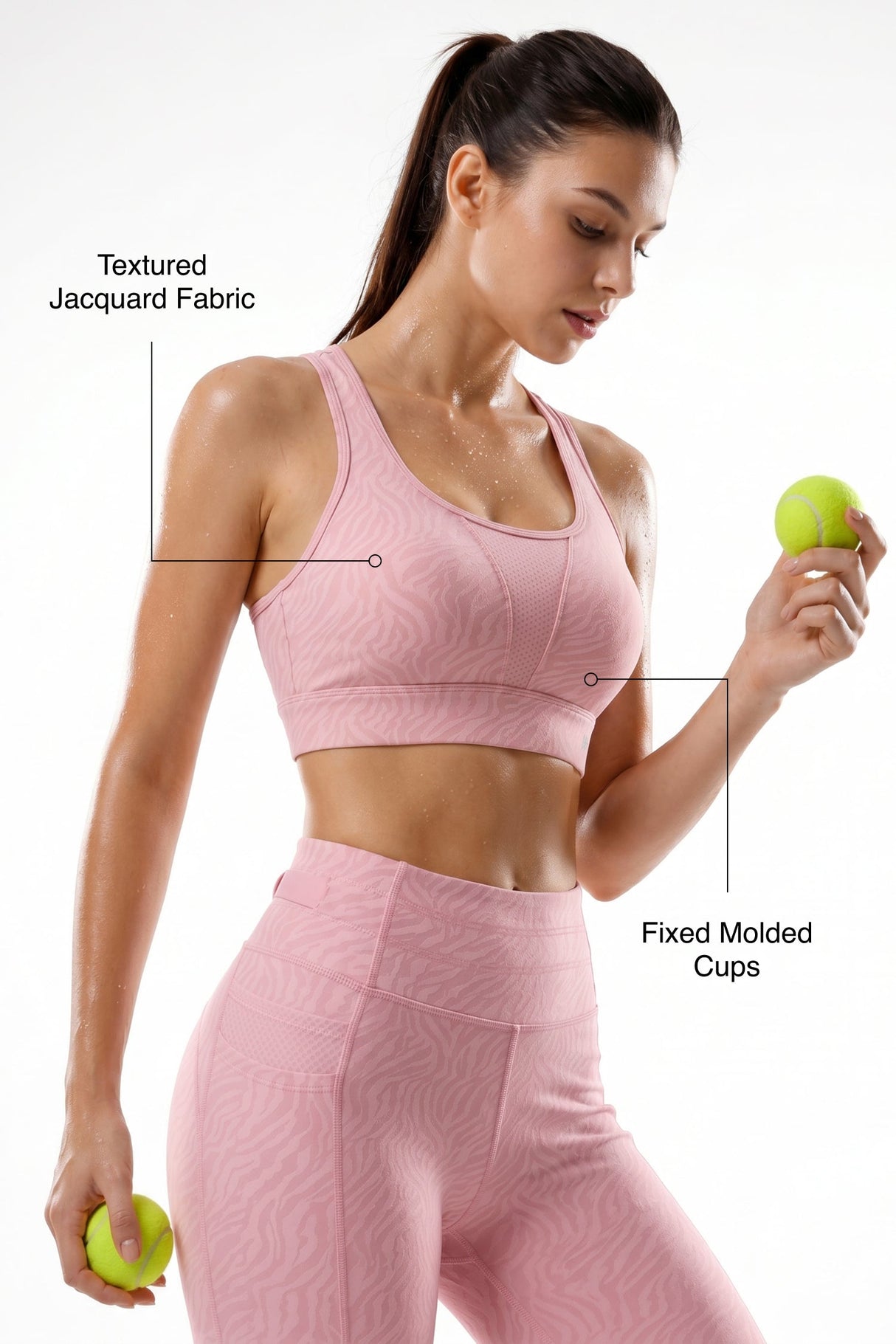 Power™ Racerback Double-Strap Jacquard Sports Bra | High-Impact Support with Full Coverage for Running, HIIT, Yoga & Training