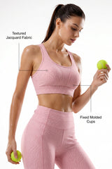 Power™ Racerback Double-Strap Jacquard Sports Bra | High-Impact Support with Full Coverage for Running, HIIT, Yoga & Training