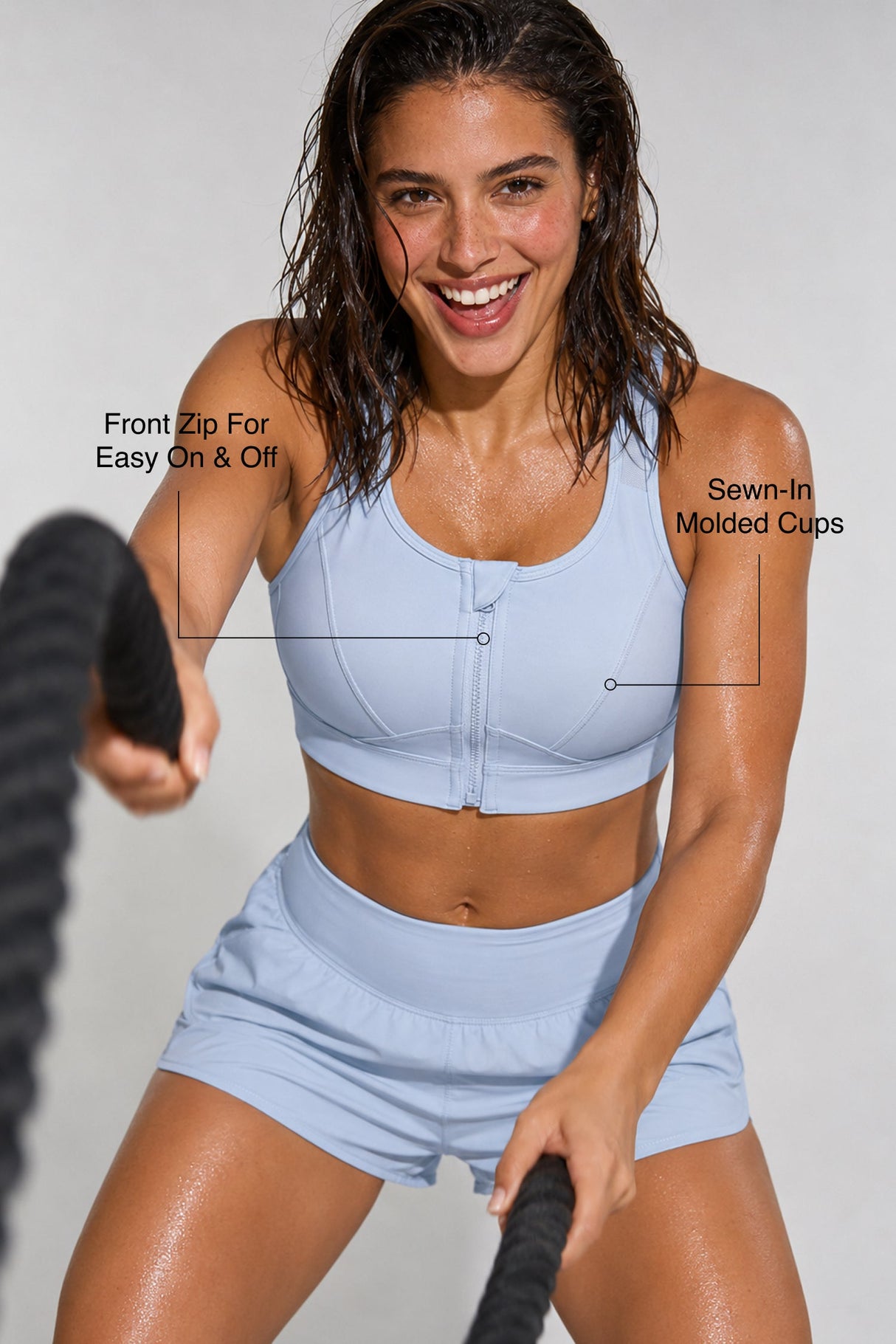 Enfold™ Front-Zip Breathable Racerback Sports Bra | High-Impact Support for Running, HIIT & Training